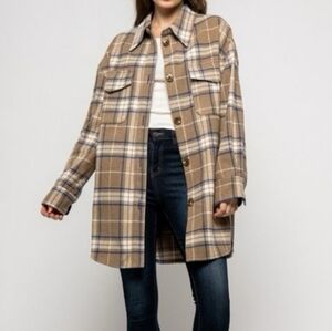 Akaiv Wool Blend Plaid Shacket